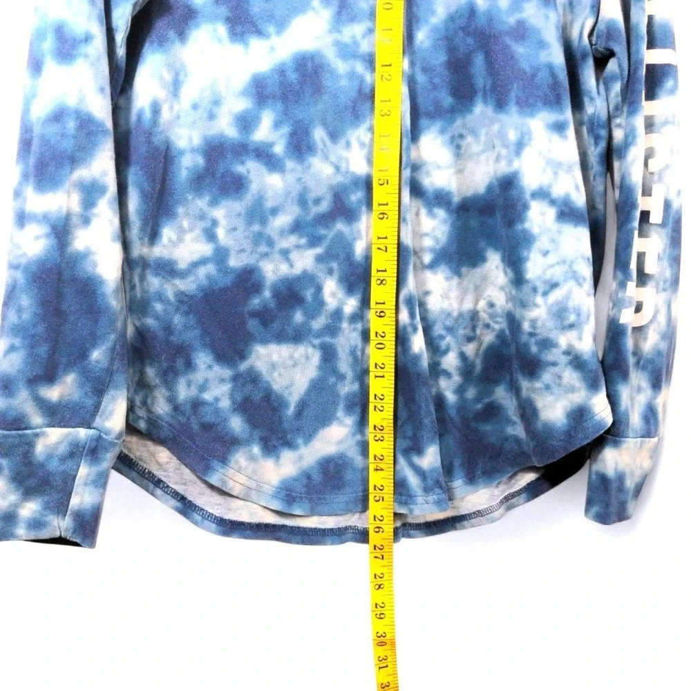 Hollister Mens S Long Sleeve Cotton Blue White Tie Dye Logo Graphic Streetwear - Picture 5 of 9